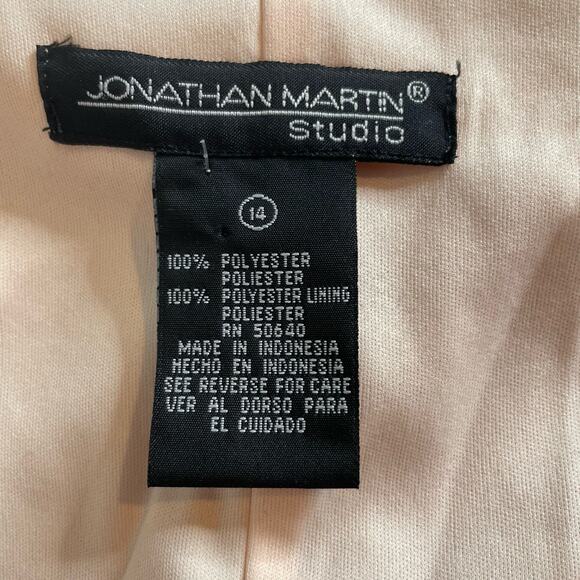 Vintage Jonathan Martin Women's Peach Floral Chiffon Midi Dress Size 14 Flowy - Picture 5 of 11